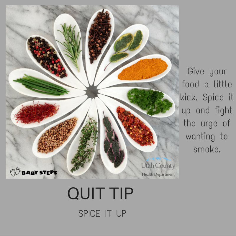 BabyStepsUtah's tweet photo. Give your food a little kick. Spice it up and fight the urge of wanting to smoke #babysteps #utah #smokefree #waytoquit #quittip https://t.co/CmM3KZtVmN