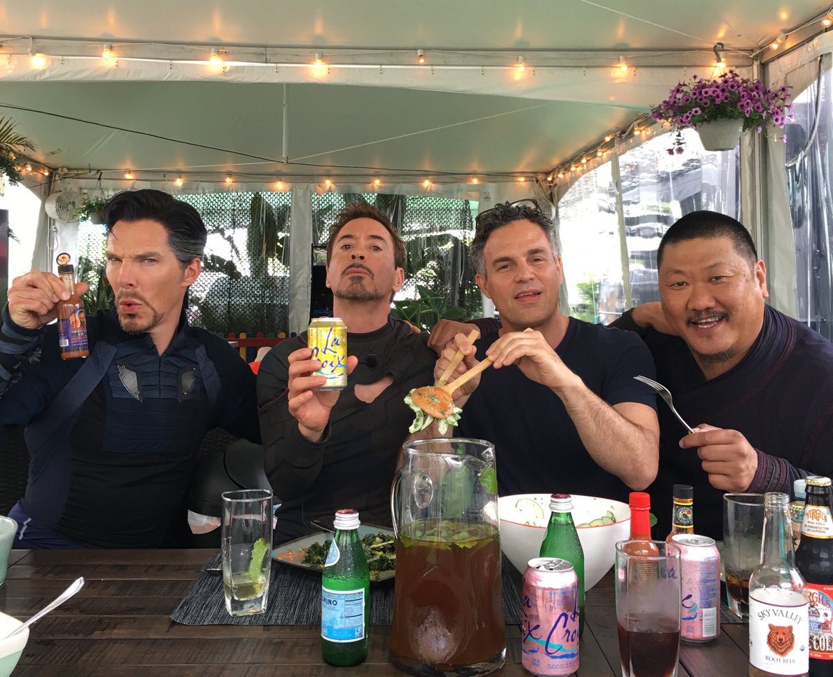 Forks, tongs, cans + bottles + a Wong... Help us #healthenet #afeastoffriends #AvengersInfinityWar #beardbros #sciencebros #benedictsquared