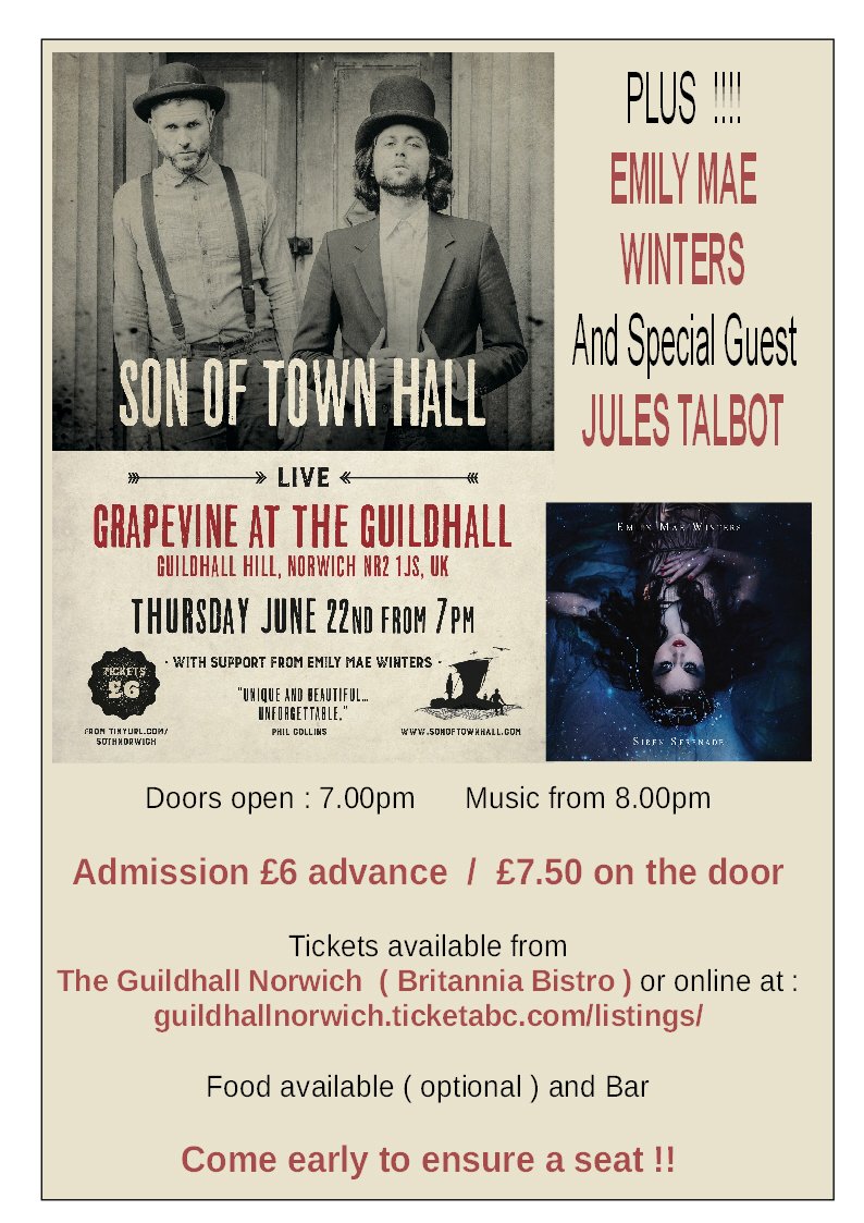 This is tomorrow night at Grapevine At The Guildhall. It's a bit of a coup for us, and you don't want to miss it  ! Come On Out !!