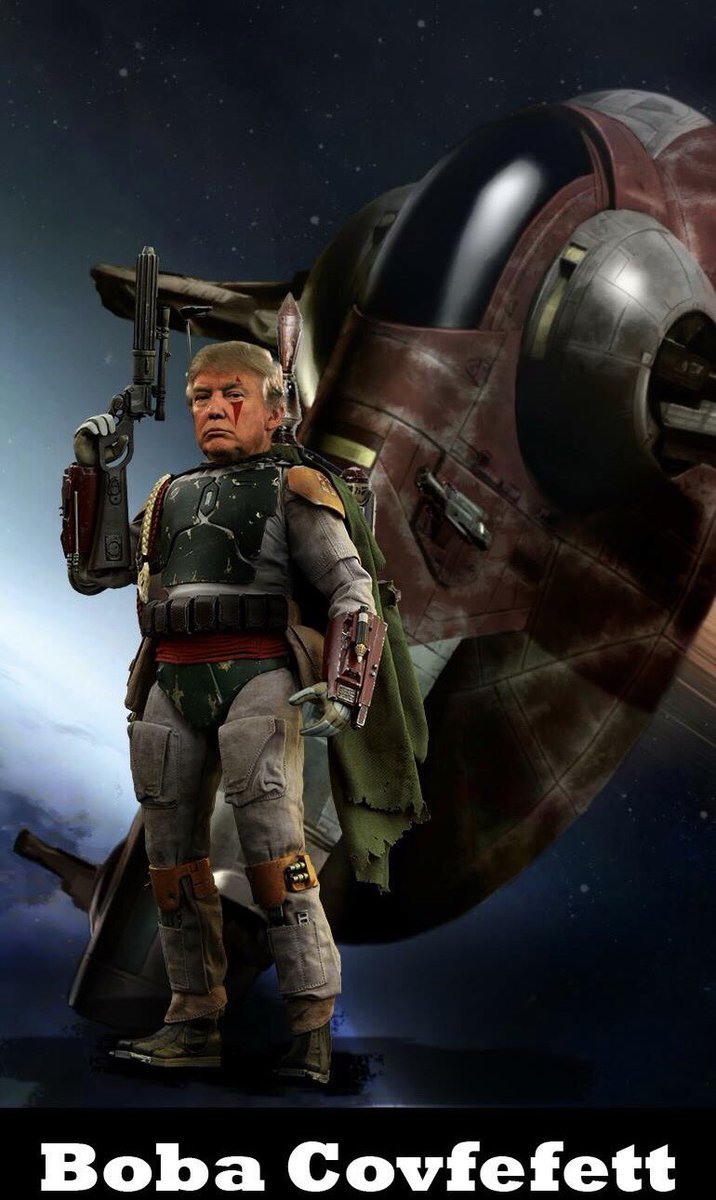 PixelJunkie78's tweet photo. Boba Covfefett is here to ruin your day! #trump #covfefe #BobaFett #covfefett https://t.co/b5qeuTsKIC