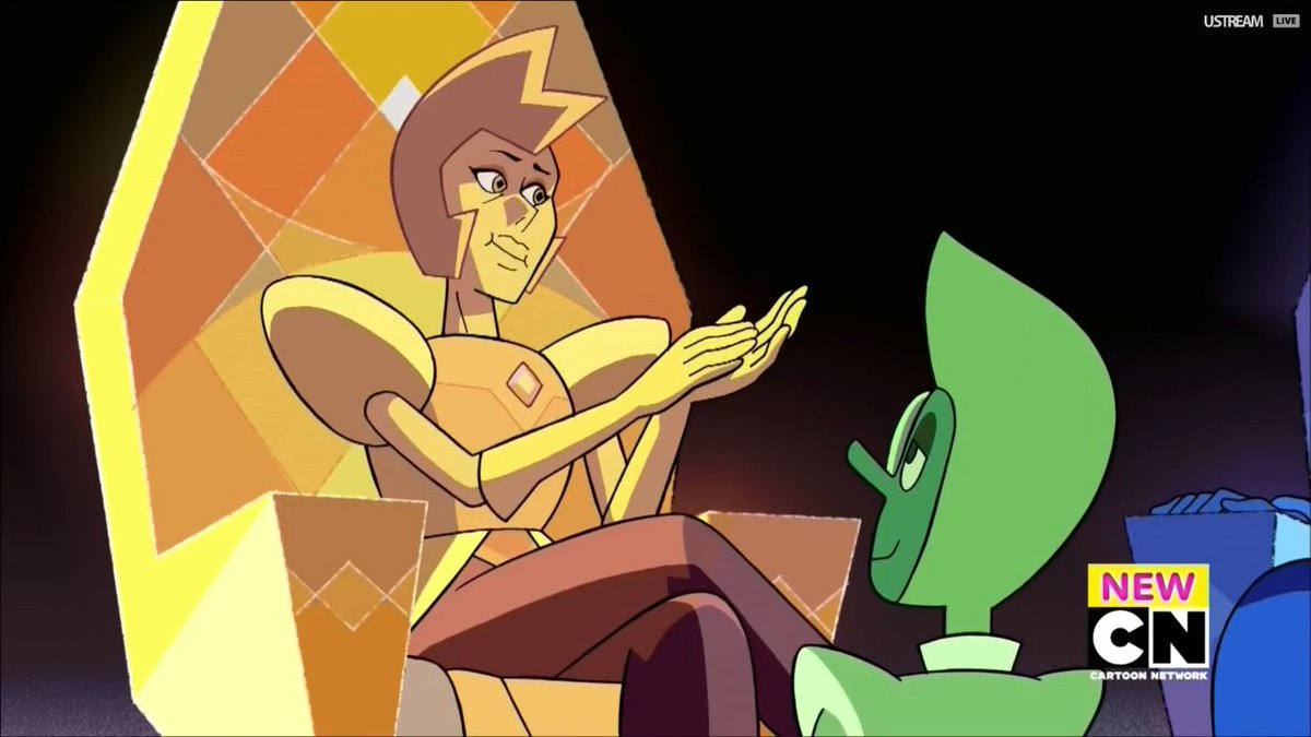 Diamond22Black's tweet photo. " Rare shots of Yellow Diamond smiling." #StevenUniverse #YellowDiamond . https://t.co/WQsIyEUNxo