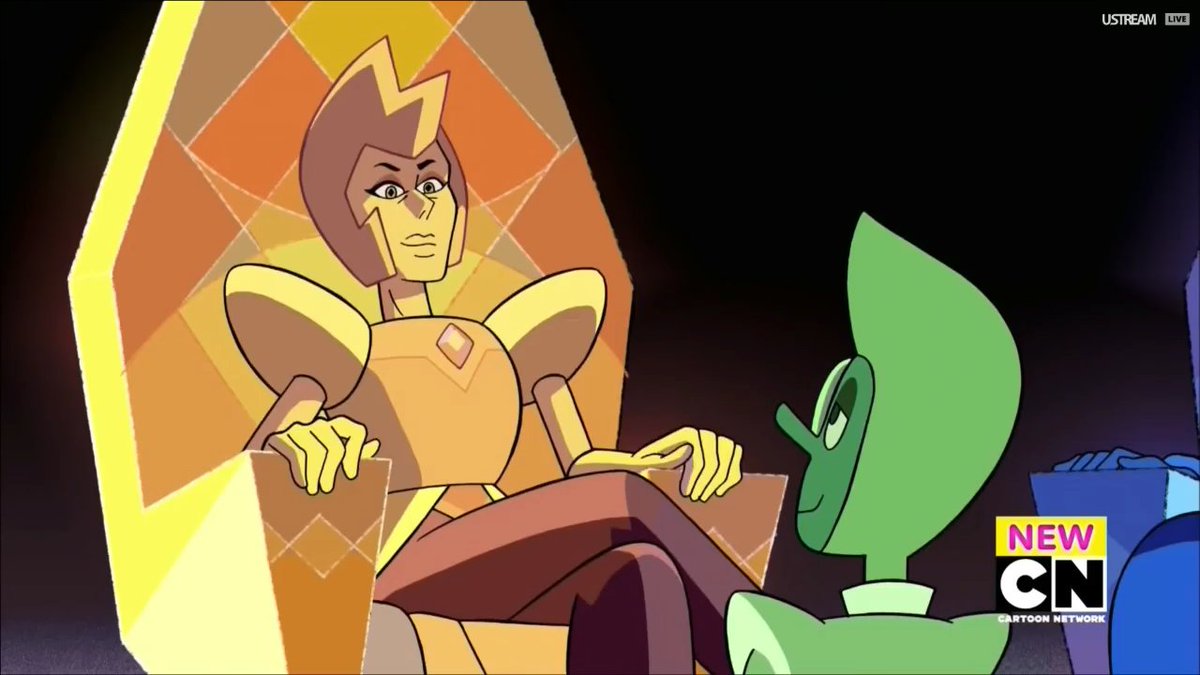 Diamond22Black's tweet photo. " Rare shots of Yellow Diamond smiling." #StevenUniverse #YellowDiamond . https://t.co/WQsIyEUNxo