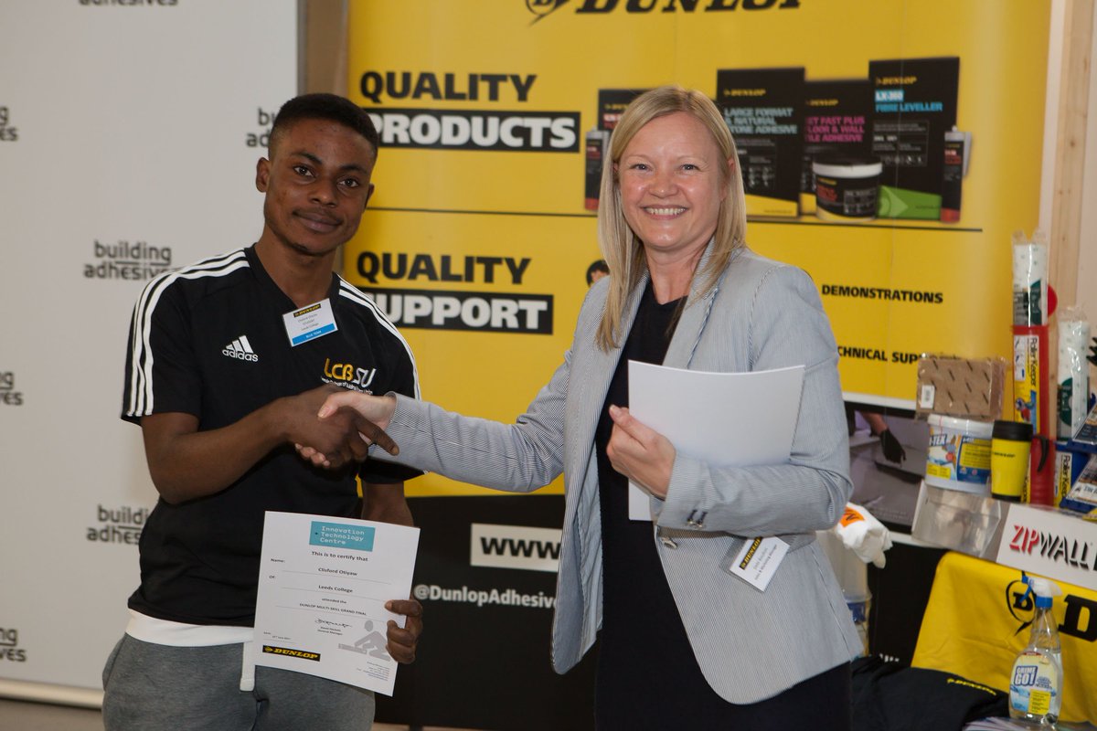DunlopProDecor's tweet photo. Massive thanks to @lcbtiling for taking part in #MultiSkill2017 and well done college winner Clisford Otiyaw!! https://t.co/f0bLDxRAOK