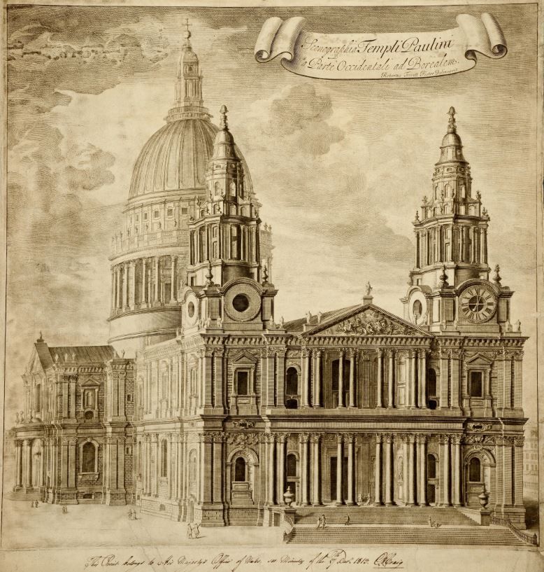 Illustration of <a href="/StPaulsLondon/">St Paul's Cathedral</a>, for which the foundation stone was laid #OTD 1675. socsi.in/VR1xs
