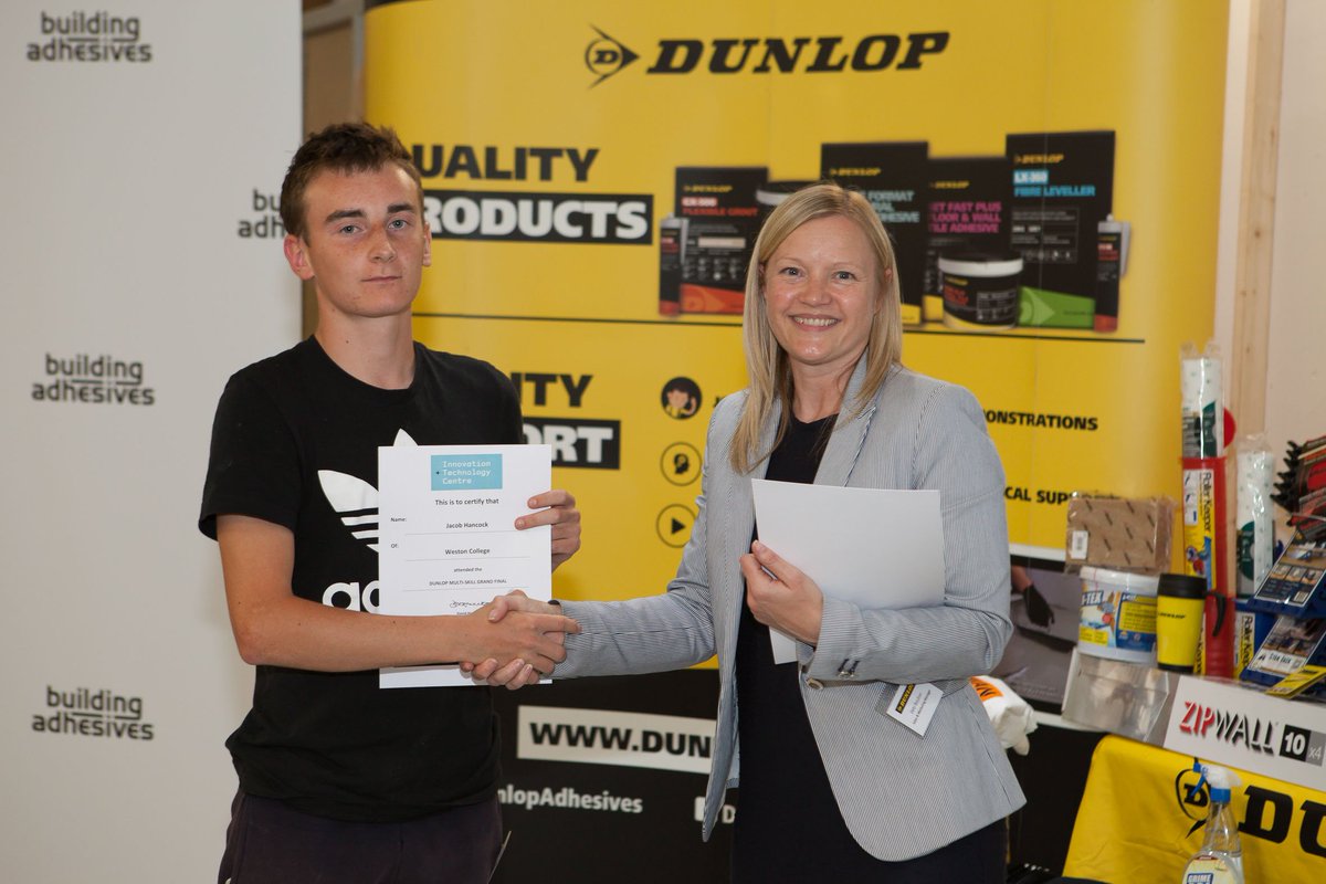 DunlopAdhesives's tweet photo. A big shout out to @westoncollege for taking part in #MultiSkill2017 and well done college winner Jacob Hancock!! https://t.co/CbtfG22Bjx