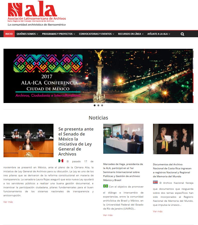 Convocatorias, eventos, recursos en línea, normatividad, noticias sobre archivística en Iberoamérica, todo en: alaarchivos.org