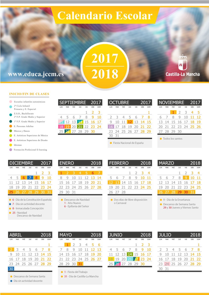 Educacion C Lm On Twitter Calendario Escolar Curso 2017 2018 En Castilla La Mancha Mas Informacion En Https T Co 7h3ozp4hx4 calendario escolar jccm 20 21