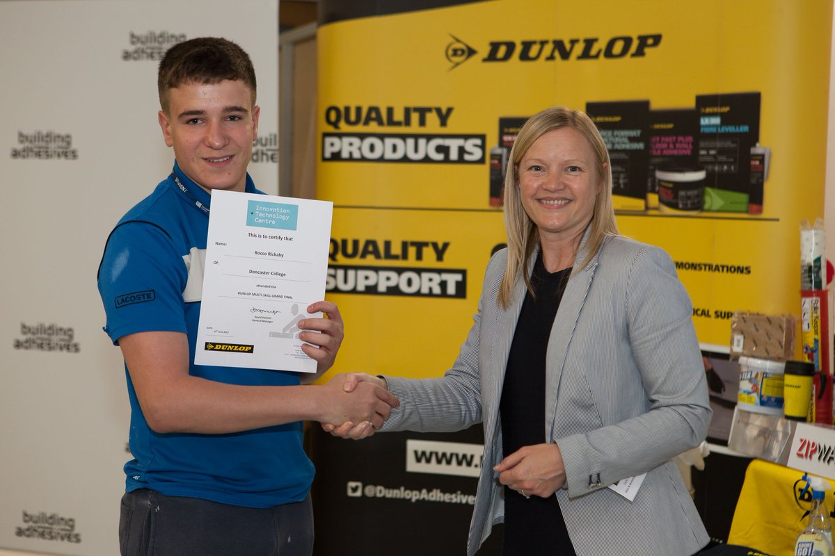 DunlopAdhesives's tweet photo. A massive thanks to @DonnyCollege for taking part in #MultiSkill2017 and well done to college winner Rocco Rickaby! https://t.co/oy0wAjYwnE