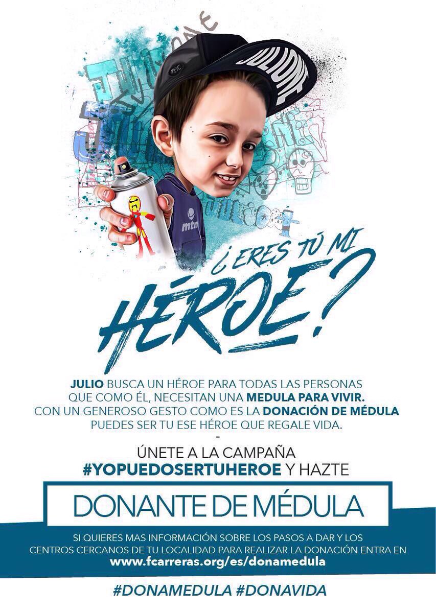 Julio necesita nuestra ayuda, entre todos podemos hacerlo #DonaMedula #DonaVida Pon tu granito de arena.
