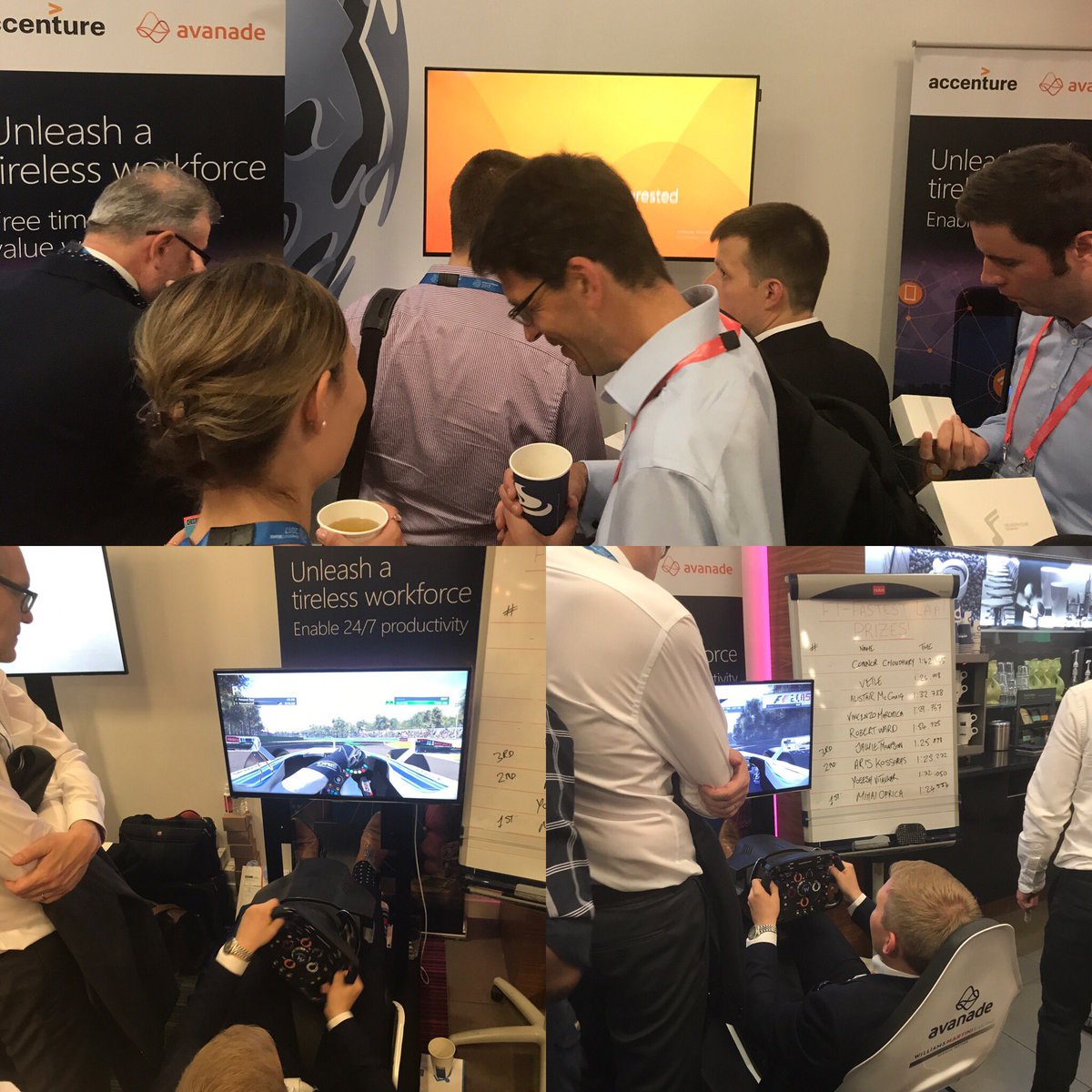 rileykatye's tweet photo. It's a busy time for @AvanadeInc here at #blueprismworld #london. @williamsf1 simulator is a hit! #rpa #techfueled https://t.co/SRJM4PYw26