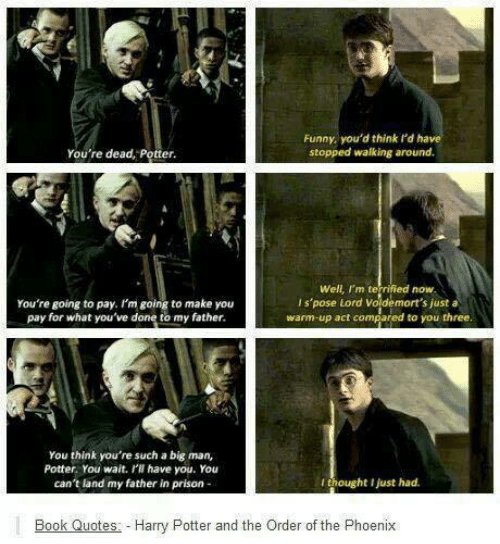 I don't even ship it but Draco is just like 'KEEP WALKING KEEP WALKING'<--I  love this.