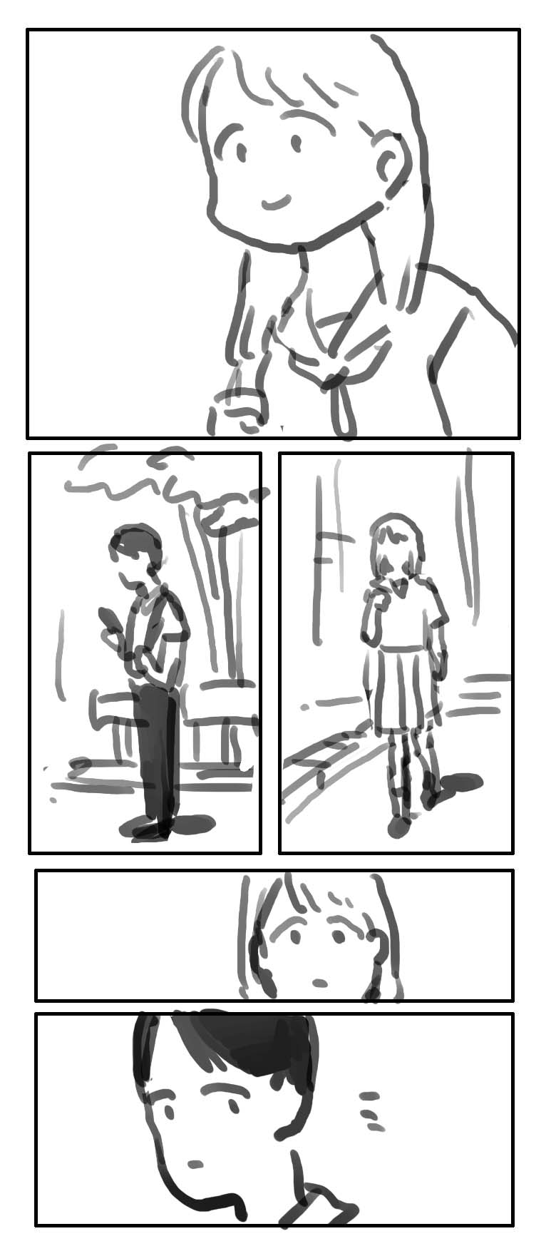 朝陽 昇 スクロールの漫画でこういうコマ割りってどちらの順番で読みます リプに投票あり