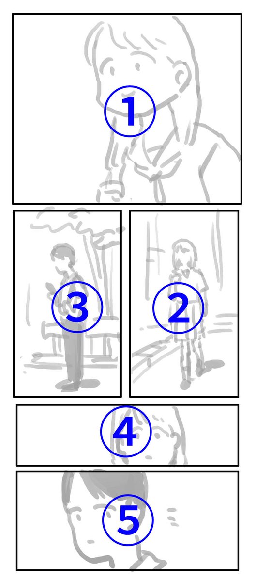 スクロールの漫画でこういうコマ割りってどちらの順番で読みます？（リプに投票あり） 