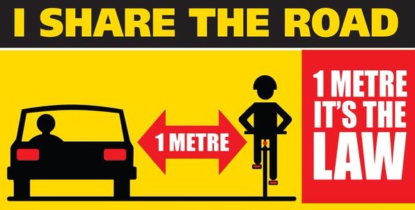 Drivers: Do not pass cyclists unless there is 1 metre between your vehicle & the cyclist. ^nb https://t.co/ASqWjDFuZn