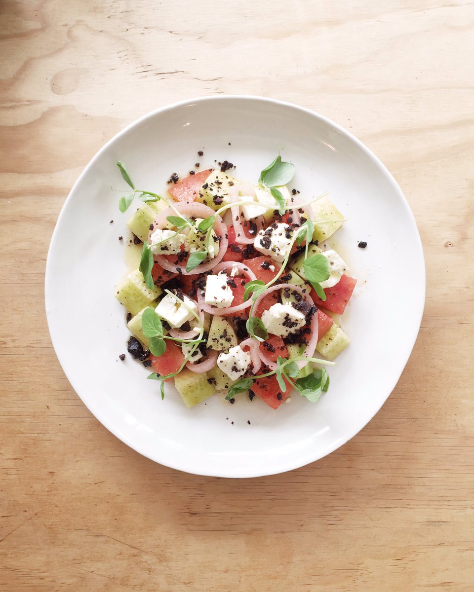 trovefoods's tweet photo. This week's special! Watermelon, cucumber, feta + pickled onions with a black olive crumb. Super fresh ππ #trove #trovecafe #lunch https://t.co/eHzJ6zlzvb