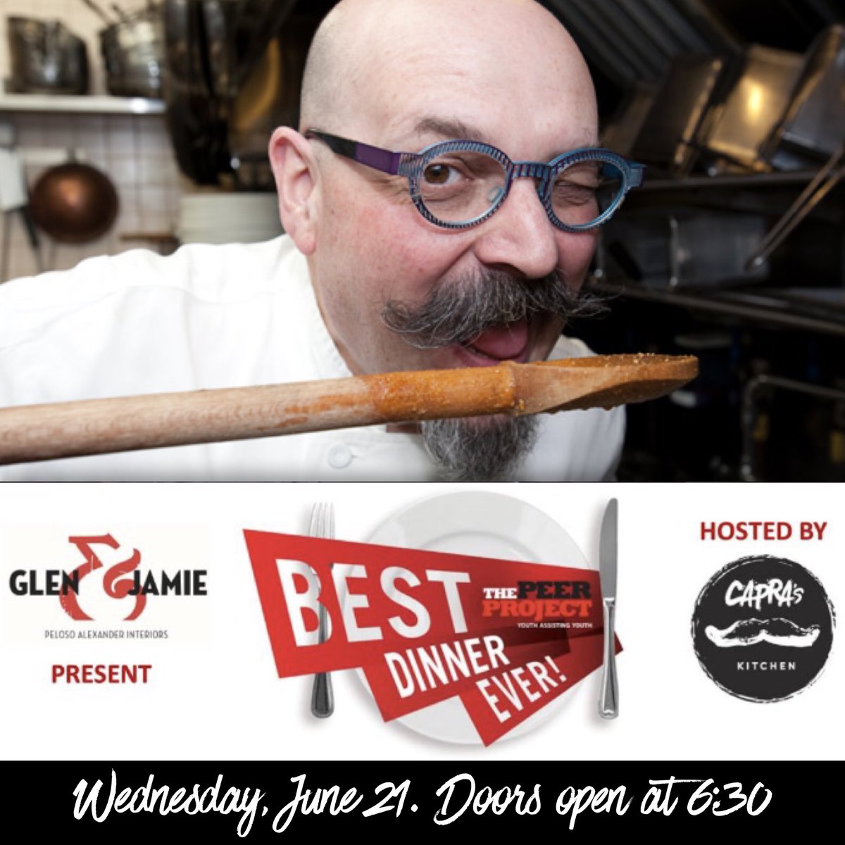 glenpelosodesgn's tweet image. Tonight! Join Us at #CaprasKitchen with @ChefCapra for an amazing meal in support of @PeerProject Have Dinner &amp;amp; Give Back #TheBestDinnerEver