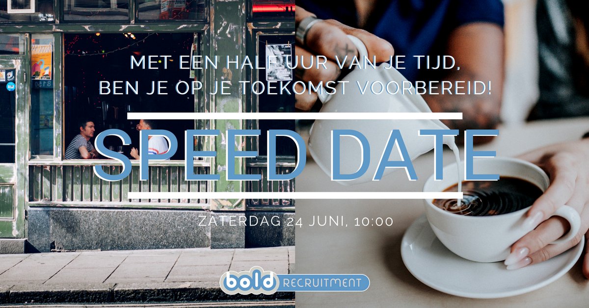 RecruitmentBold's tweet photo. Zaterdag organiseren wij een #speeddate in #woerden. Ben jij op zoek naar een leuke #vacature? Dan zoeken wij naar jouw match! DM ons https://t.co/bDwucZbmyi