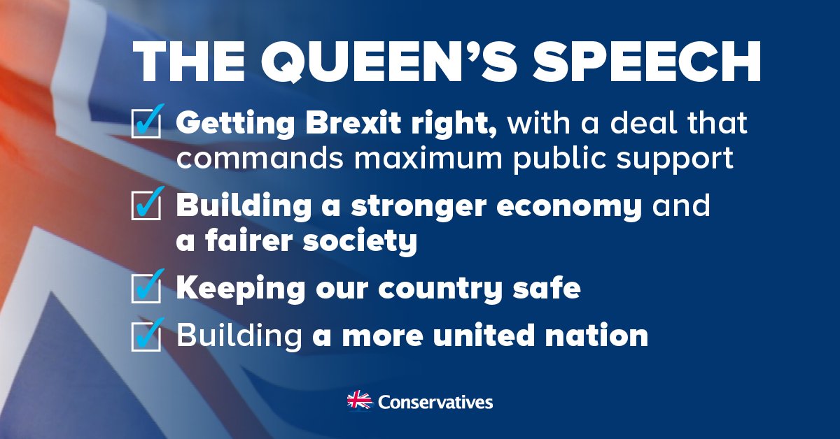Conservatives's tweet photo. This #QueensSpeech is about recognising &amp; grasping the opportunities that lie ahead for the UK as we leave the EU. https://t.co/zEbb5u7Li7 https://t.co/ggqSVnZuzV