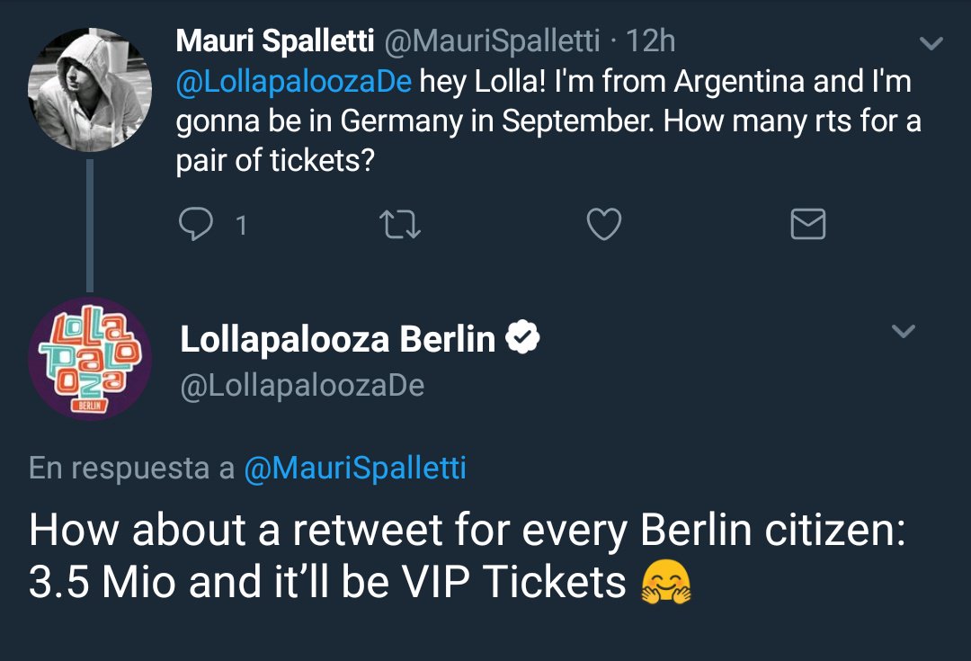 MauriSpalletti's tweet photo. Ayuda con RT por favor! Necesito esas entradas para el Lolla Berlín https://t.co/3JDBhgiyJv