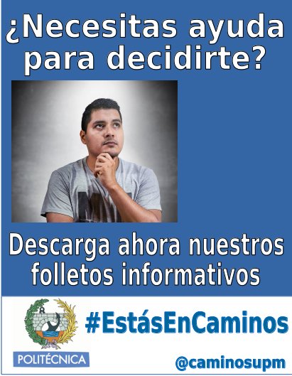 caminosupm's tweet photo. #DobleGradoICTADE  https://t.co/LAC5i5VInw
#GradoIMat https://t.co/RoTMxLjhQp 
#MasterICCP https://t.co/aD1I7AH6C0 
#EstásEnCaminos https://t.co/8ZtbBJMLOc