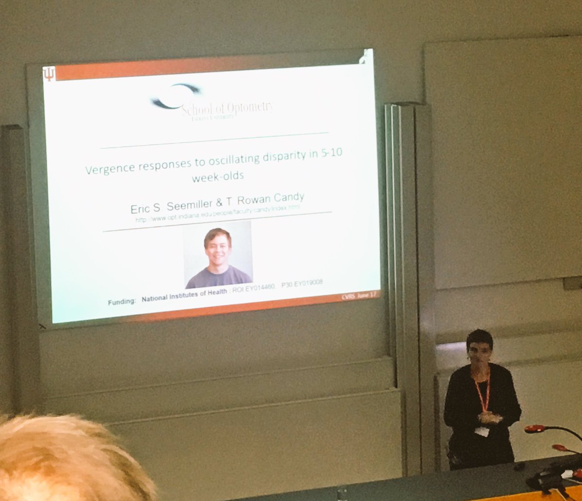 Our final talk of #CVRS2017 from Rowan Candy speaking on the development of vergence in infancy.