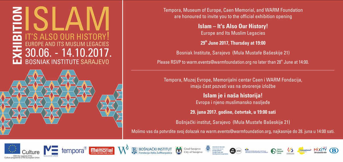 eubih's tweet photo. Coming soon - #exhibition opening "#Islam – It's Also Our History! #Europe & Its Muslim Legacies" on 29 June 2017 in #Sarajevo #BiH https://t.co/sXrPEanrtf