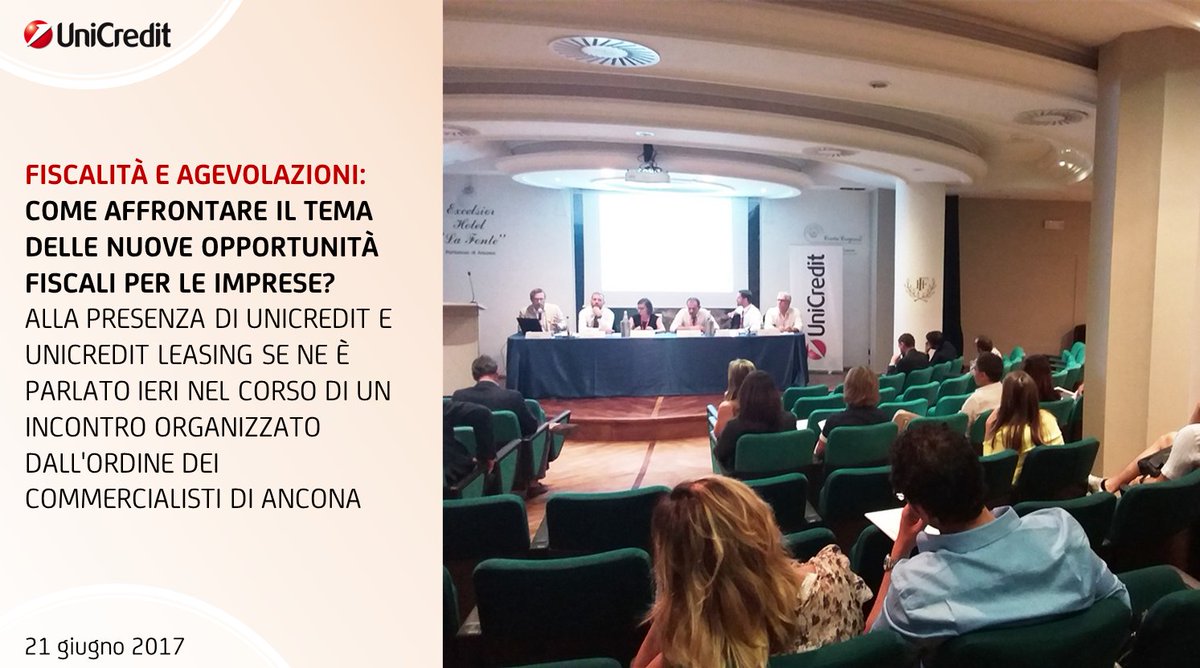 UniCreditEurope's tweet photo. #Fiscalità e agevolazioni per le #imprese. Se n'è parlato ieri ad #Ancona con #UniCredit e #UniCreditLeasing | INFO: https://t.co/Px6tSNpsdI https://t.co/bAwoGmXAz0