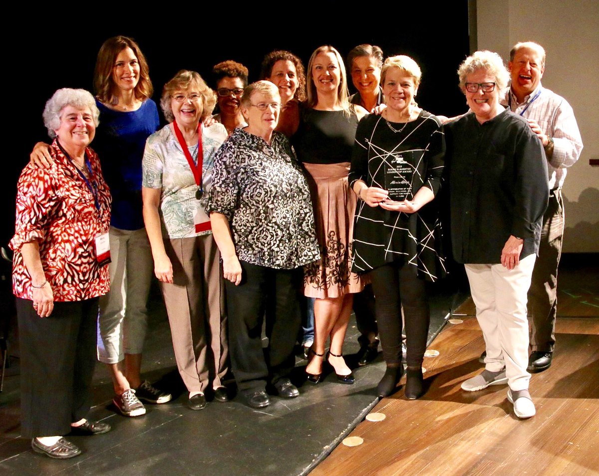 IWBC_BRASS's tweet photo. We honored @marinalsop at #iwbc2017, she conducted the first tour of Monarch Brass, w/Susan Slaughter, @JoannaHersey and founding members! 😀 https://t.co/VJvDuyklkA