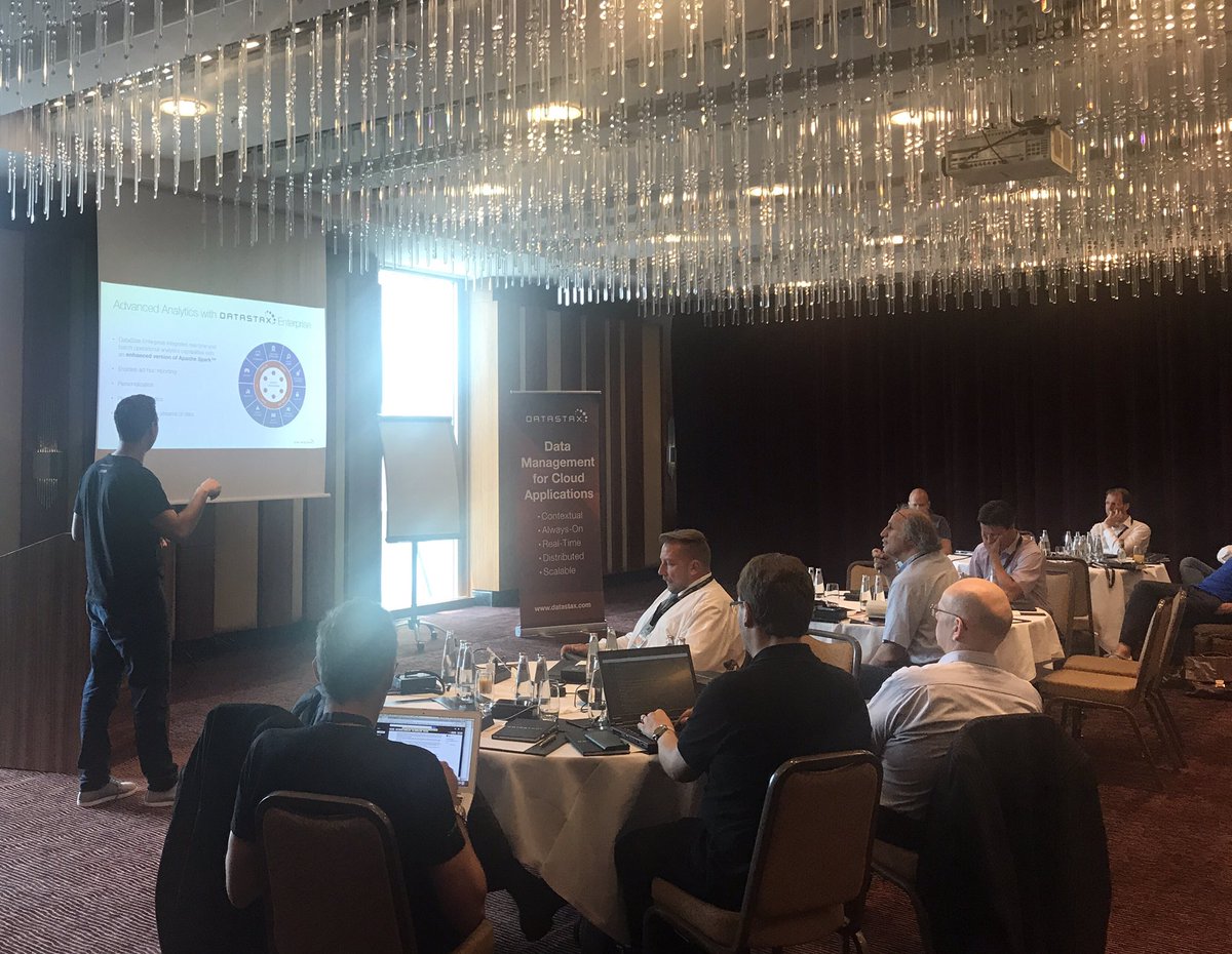 TimV1n's tweet photo. .@nmarhoul explains real time analytics with #DataStax #dse integration with #spark at Frankfurt #datastaxday https://t.co/uE6WA7Qpye