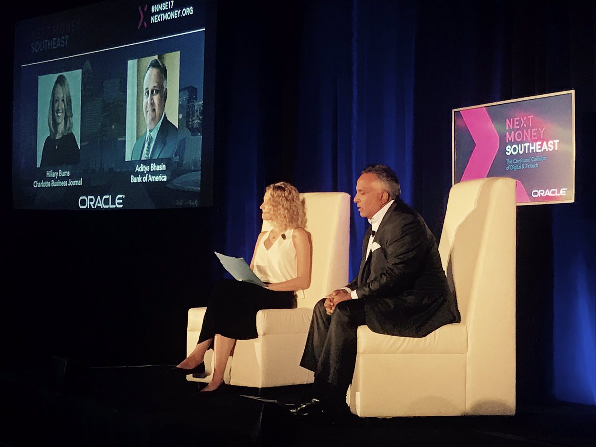 ce_hudson_mh's tweet image. Enjoyed chatting w @AdityaBhasinCLT about @BankofAmerica tech strategy &amp;amp; future of #FinTech #emergingtech @CBJnewsroom #nmse17 @NextMoneyCLT