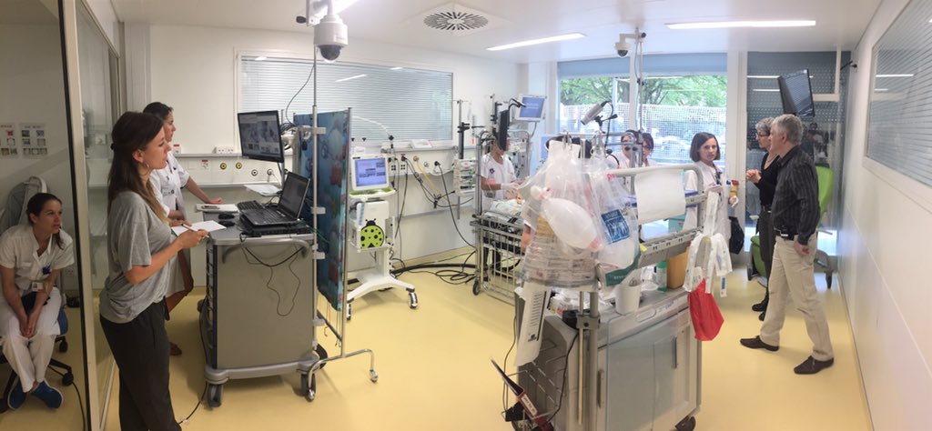 SwissPedEmerg's tweet photo. In situ simulation with actors in PICU. Parents during ped resuscitation. #simKIDS #HUG #Simulation https://t.co/XeN0nlWw9u