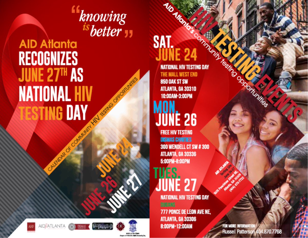 AIDSWalkAtlanta's tweet photo. Join us in recognizing National HIV Testing Day! Checkout our events, get tested &amp; know your status! #AIDAtlanta #Awareness #HIV https://t.co/RyNbYioIuA