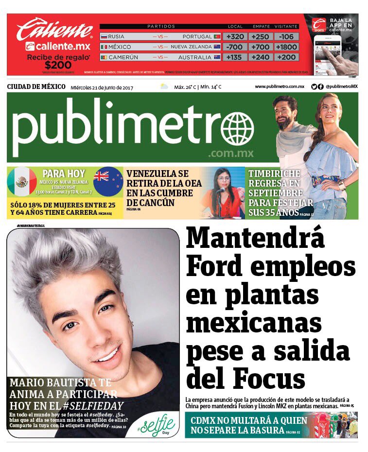 PublimetroMX's tweet photo. Ya se han tomado su #SelfieDay @mariobautista_ https://t.co/6vjN2nkox7