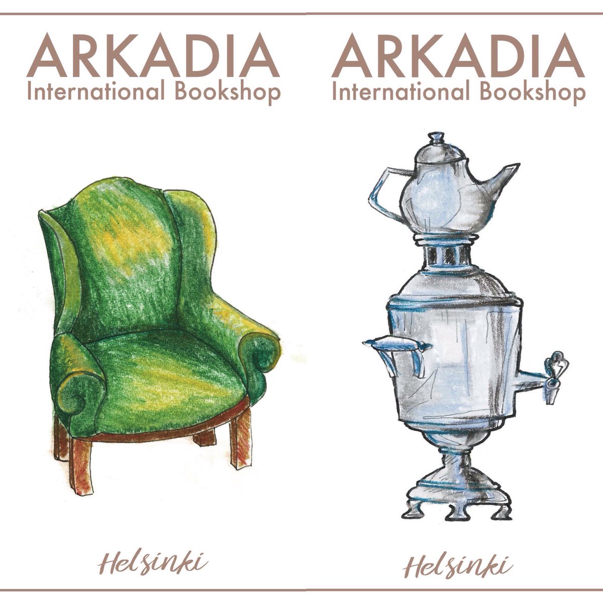 ArkadiaBookshop's tweet photo. New Arkadia Bookshop postcards are now available in five different designs! Illustrations by Darina Rodionova. https://t.co/TSEIW98hxH