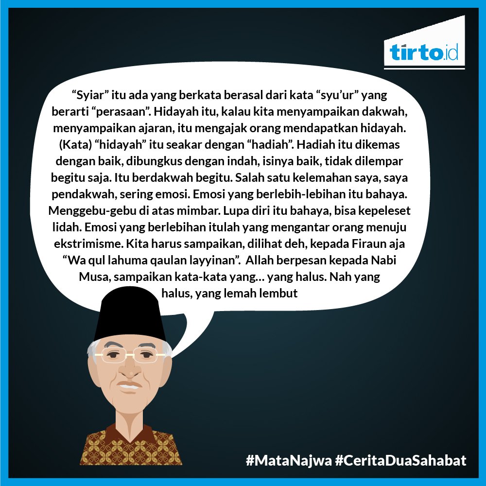 TirtoID's tweet photo. Bedakan, berdakwah, dan orasi dengan penuh kebencian. #MataNajwa #CeritaDuaSahabat https://t.co/55u8uHo1mn