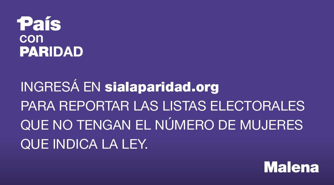 gabyenriquez82's tweet photo. Las mujeres queremos nuestro lugar. Ingresá en https://t.co/CMxqoZWYGR y reportá listas que no cumplan con la legislación. #1PaísConParidad https://t.co/KaF4agYZlJ
