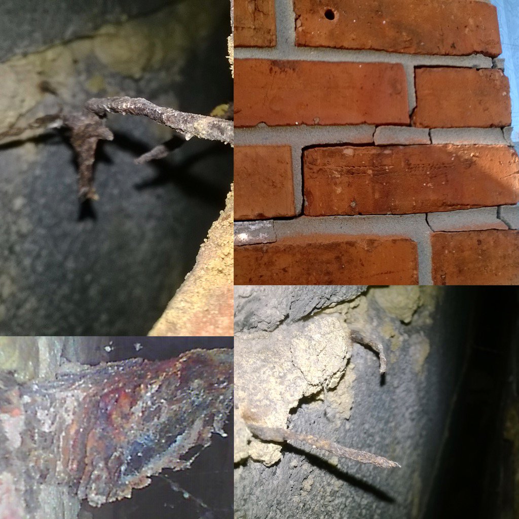 DownsEnergy's tweet photo. The cracks on the outside and failed wall ties inside. #cracks #walltie #borescope https://t.co/MvMG4AEs3n