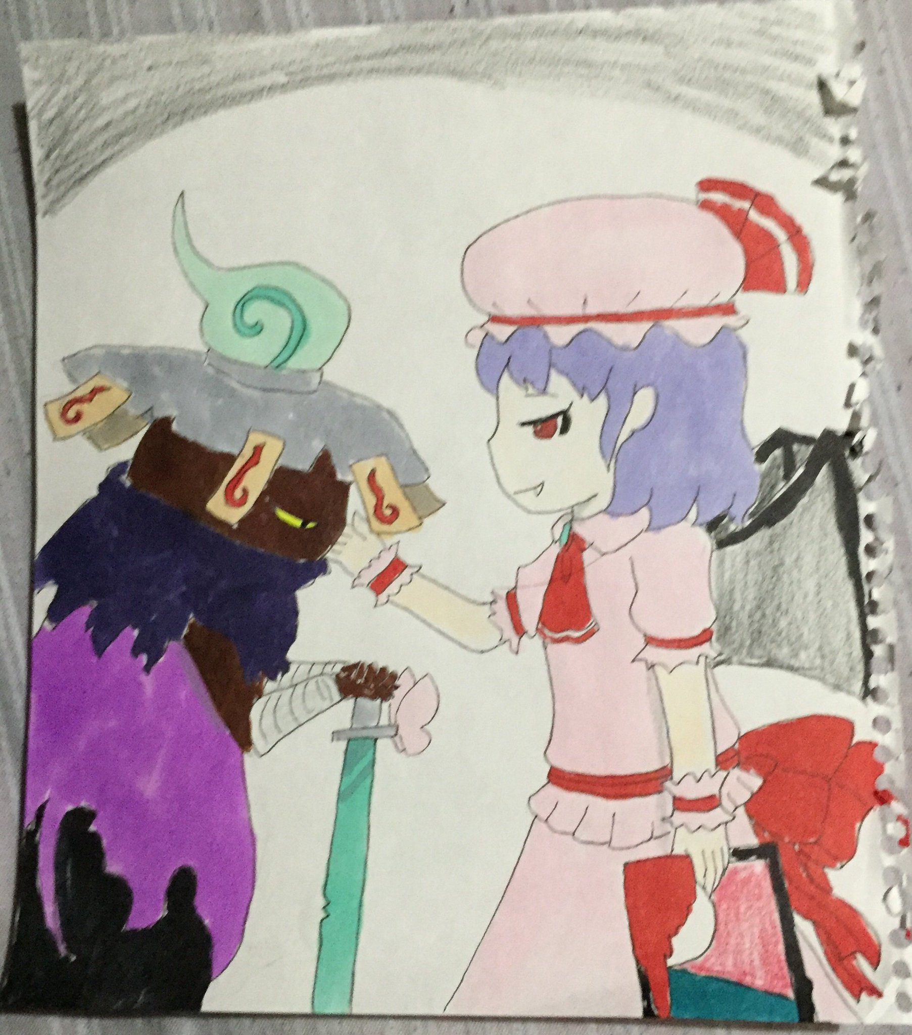 ラーメン想エルソジ Pa Twitter 東方妖時計 本日ラストのイラストです レミリア スカーレットとむらまさ どちらも初めて描きました 共通点を言うなら どちらも血を必要としているといった感じでしょうか シチュエーションとしては 闘いに