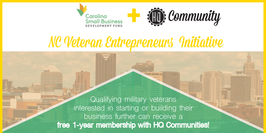 RaleighFounded's tweet photo. Know a military vet who is launching or has launched their own business? Interested in a free one-year membership to HQ Community? #Applynow https://t.co/DJa6QcV12K