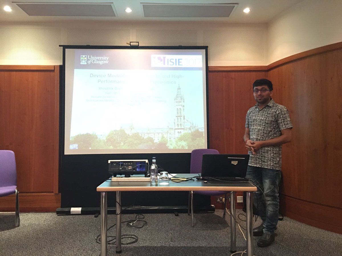 Grp_BEST's tweet photo. @BEST_UofG members presenting  research work on flexible electronics  at @ISIE2017 @wentingdang @IAmShoubheek @UofGEngineering @UofGlasgow https://t.co/ZVvkw3lr9K