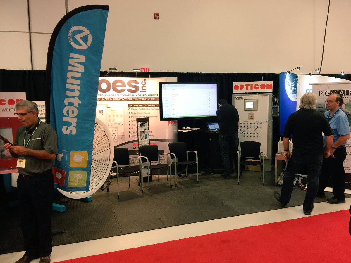 Ruby360Ltd's tweet photo. All set up here at @OntPorkCongress come by and checkout our line of Pig Scale Technology and @MuntersCorp high efficiency fans !! #OESInc https://t.co/76cjToDyoI