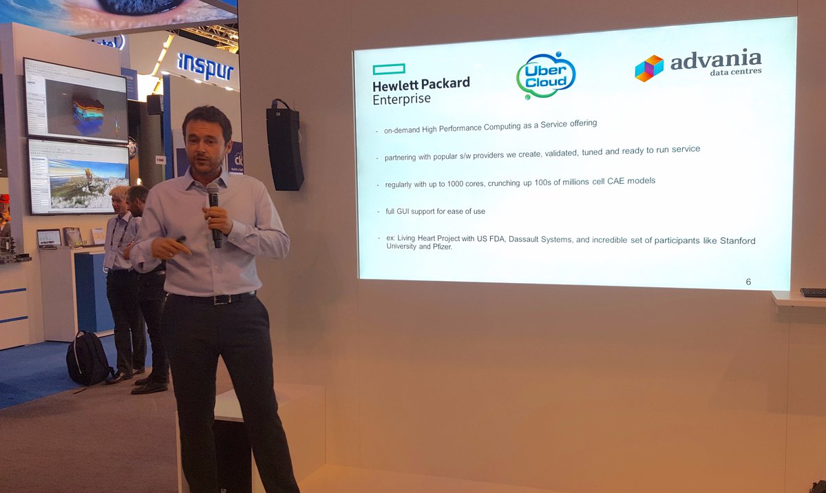Burak Yenier from @the_ubercloud presented containerised HPC applications on <a href="/advania/">Advania</a> #HPCaaS at the <a href="/HPE/">HPE</a> booth at ISC. #HPC #ISC17 #ISChpc