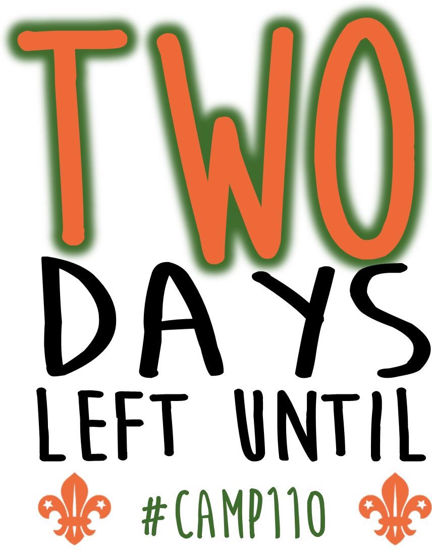 110Camp's tweet photo. Woo! The 48 hour countdown is nearly here!! 
Who's started packing? #Prepared #Camp110 https://t.co/ED2BEMZjwj