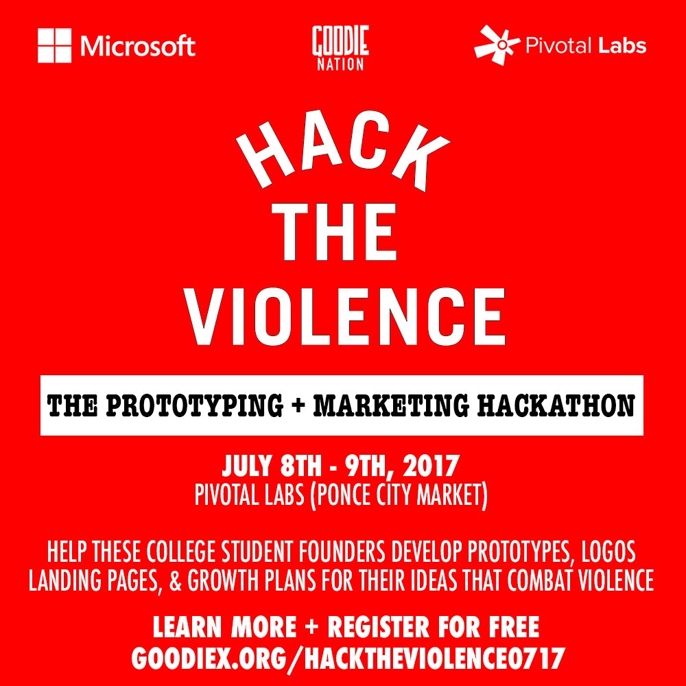 goodienation's tweet image. Atlanta PR professionals help college students during Goodie College Lab Hackathon #HacktheViolence - July 8th-9th. goodiex.org/hacktheviolenc…