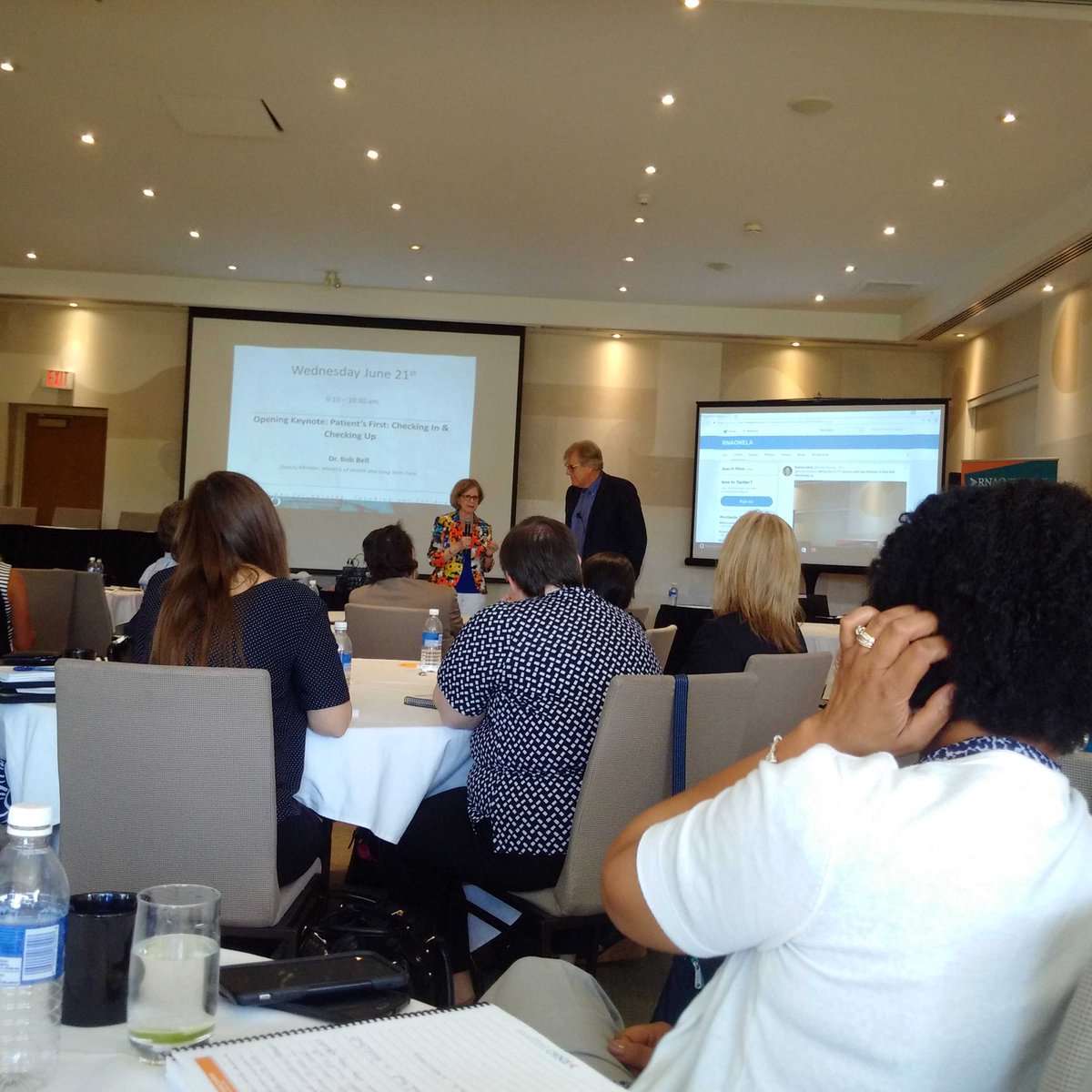 janeydor's tweet photo. #RNAO Doris Grinspun and Bob Bell understanding Upstream impact on health! https://t.co/Pbv7FGJMzy