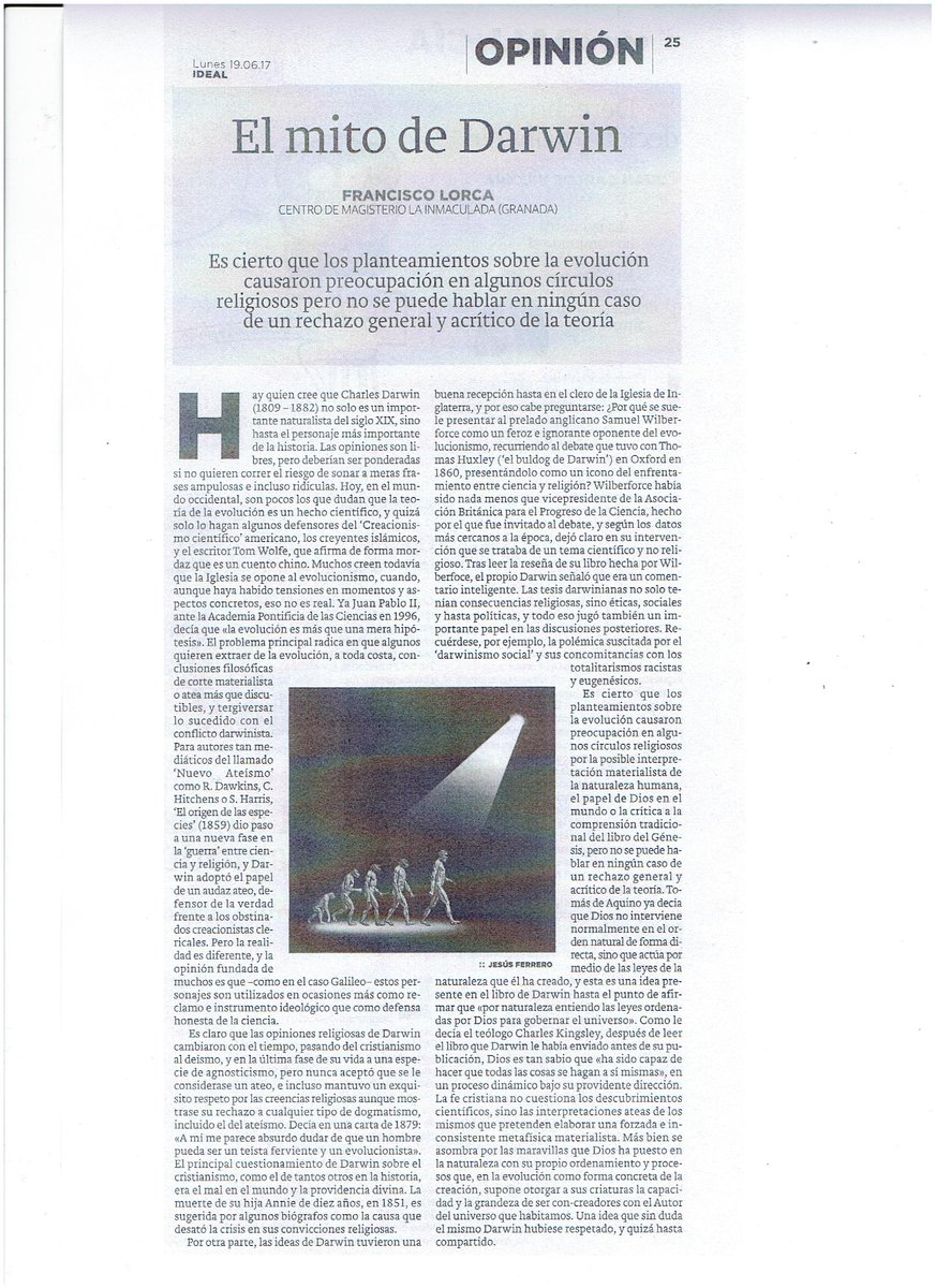 eulainmaculada's tweet image. &quot;Muchos creen todavía que la iglesia se opone al #evolucionismo, cuando, eso no es real.&quot; Fco. Lorca, profesor del #CMI. #DarwinEvolution