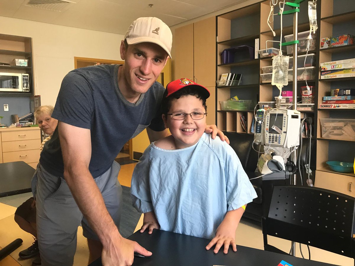 CHEO's tweet photo. Thanks @kyleturris for dropping by yesterday to spend some time with our kids &amp; families. You brought out a lot of smiles. https://t.co/29lHzcp4gJ