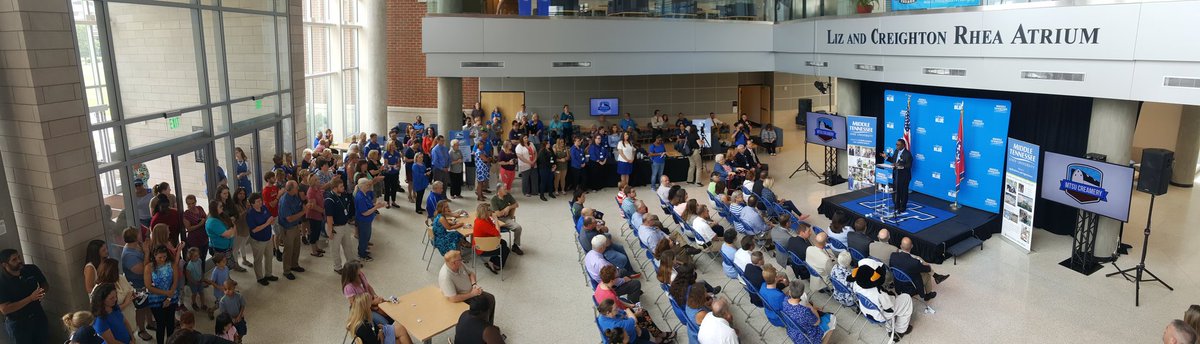 MTSU's tweet photo. Great crowd for debut ceremony for MTSU Creamery! #mtsu #trueblue #mtsumilk https://t.co/DPerNFoSTN
