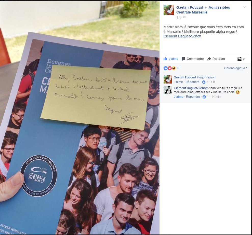 Les #Admissibles2017 commencent à recevoir leurs plaquettes avec, pour certains, des petits mots...