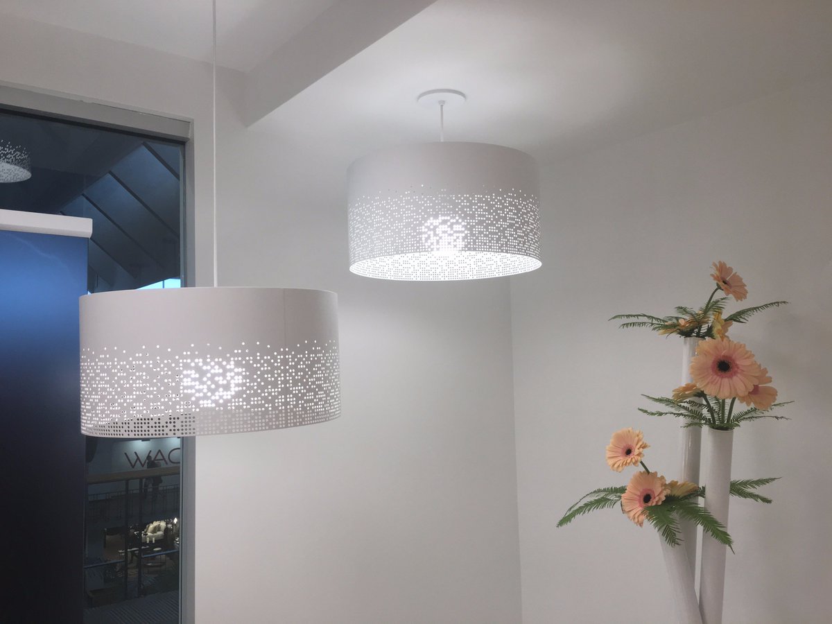 Perforated geometric pattern on the Crossblend Grande #pendant allows light to shine through for a striking effect. #Lightovation 4014-TM